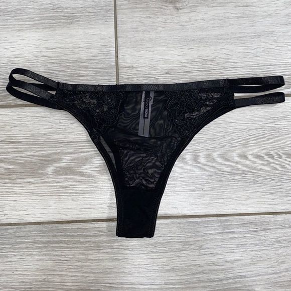 Fashion Nova Intimates & Sleepwear New Fashion Nova Black Lace Appliqu Sheer Mesh Thong